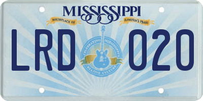 MS license plate LRD020