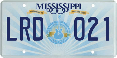 MS license plate LRD021