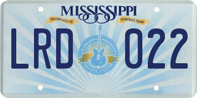 MS license plate LRD022