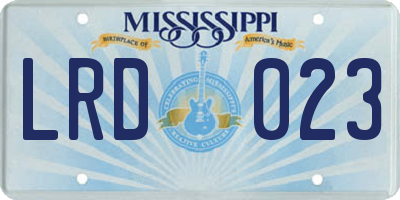 MS license plate LRD023