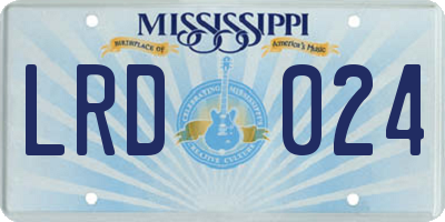 MS license plate LRD024