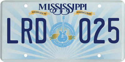 MS license plate LRD025