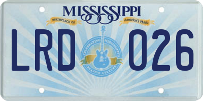 MS license plate LRD026