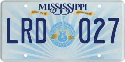 MS license plate LRD027