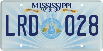 MS license plate LRD028