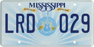 MS license plate LRD029