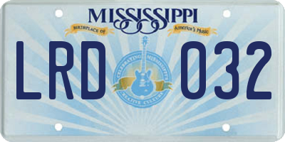 MS license plate LRD032