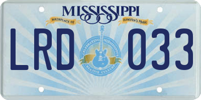 MS license plate LRD033