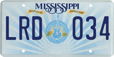 MS license plate LRD034