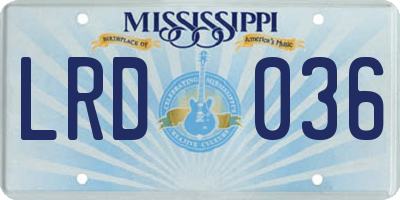 MS license plate LRD036