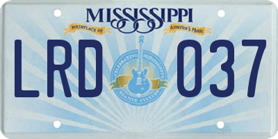MS license plate LRD037