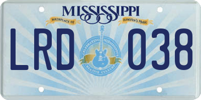 MS license plate LRD038