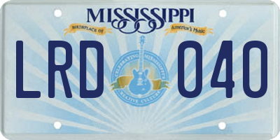 MS license plate LRD040