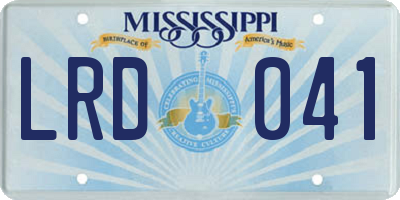 MS license plate LRD041