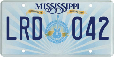 MS license plate LRD042