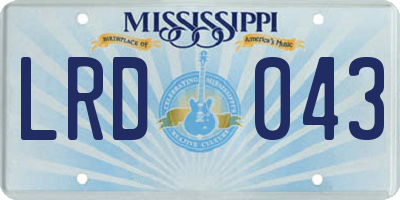 MS license plate LRD043