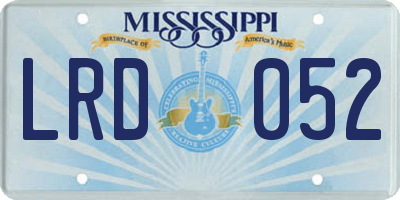 MS license plate LRD052