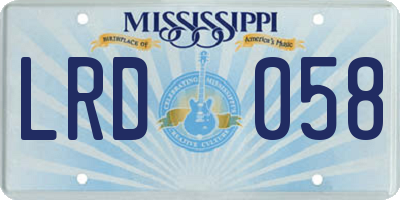MS license plate LRD058