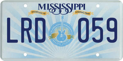 MS license plate LRD059