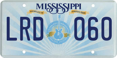 MS license plate LRD060
