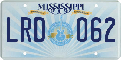 MS license plate LRD062