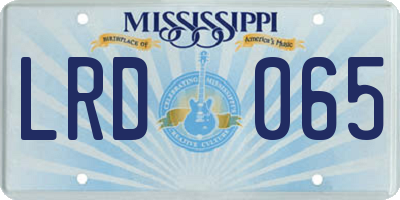 MS license plate LRD065