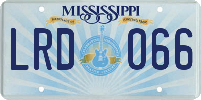 MS license plate LRD066