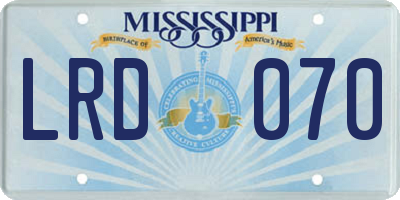 MS license plate LRD070