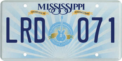 MS license plate LRD071