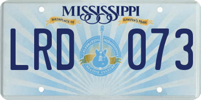 MS license plate LRD073