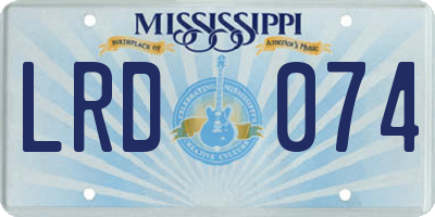 MS license plate LRD074