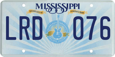 MS license plate LRD076