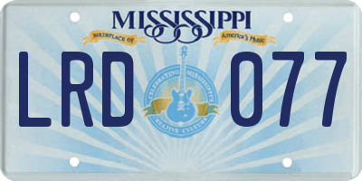 MS license plate LRD077