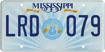 MS license plate LRD079