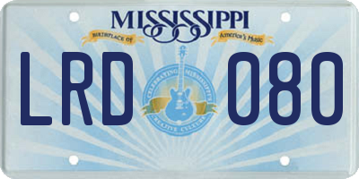 MS license plate LRD080
