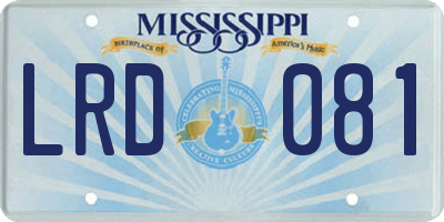 MS license plate LRD081