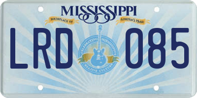 MS license plate LRD085