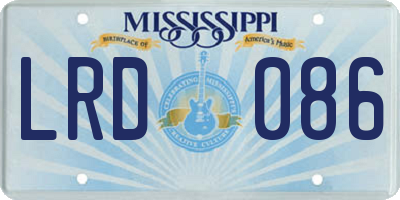MS license plate LRD086