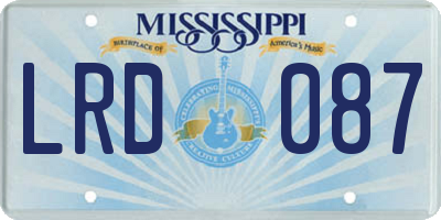 MS license plate LRD087
