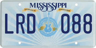MS license plate LRD088