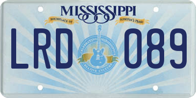 MS license plate LRD089