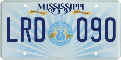 MS license plate LRD090
