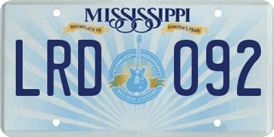 MS license plate LRD092