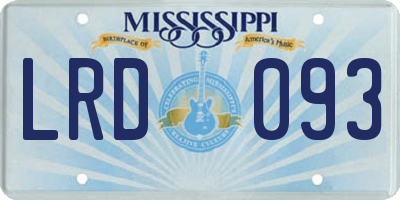MS license plate LRD093