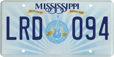 MS license plate LRD094