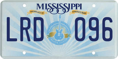 MS license plate LRD096