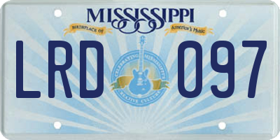 MS license plate LRD097