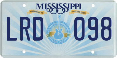 MS license plate LRD098