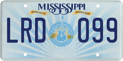 MS license plate LRD099