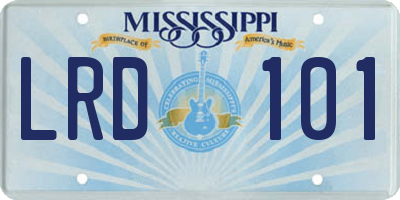 MS license plate LRD101